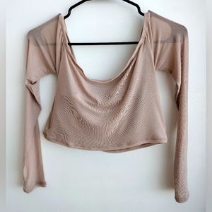 Tan Sheer Double Layer Crop Top